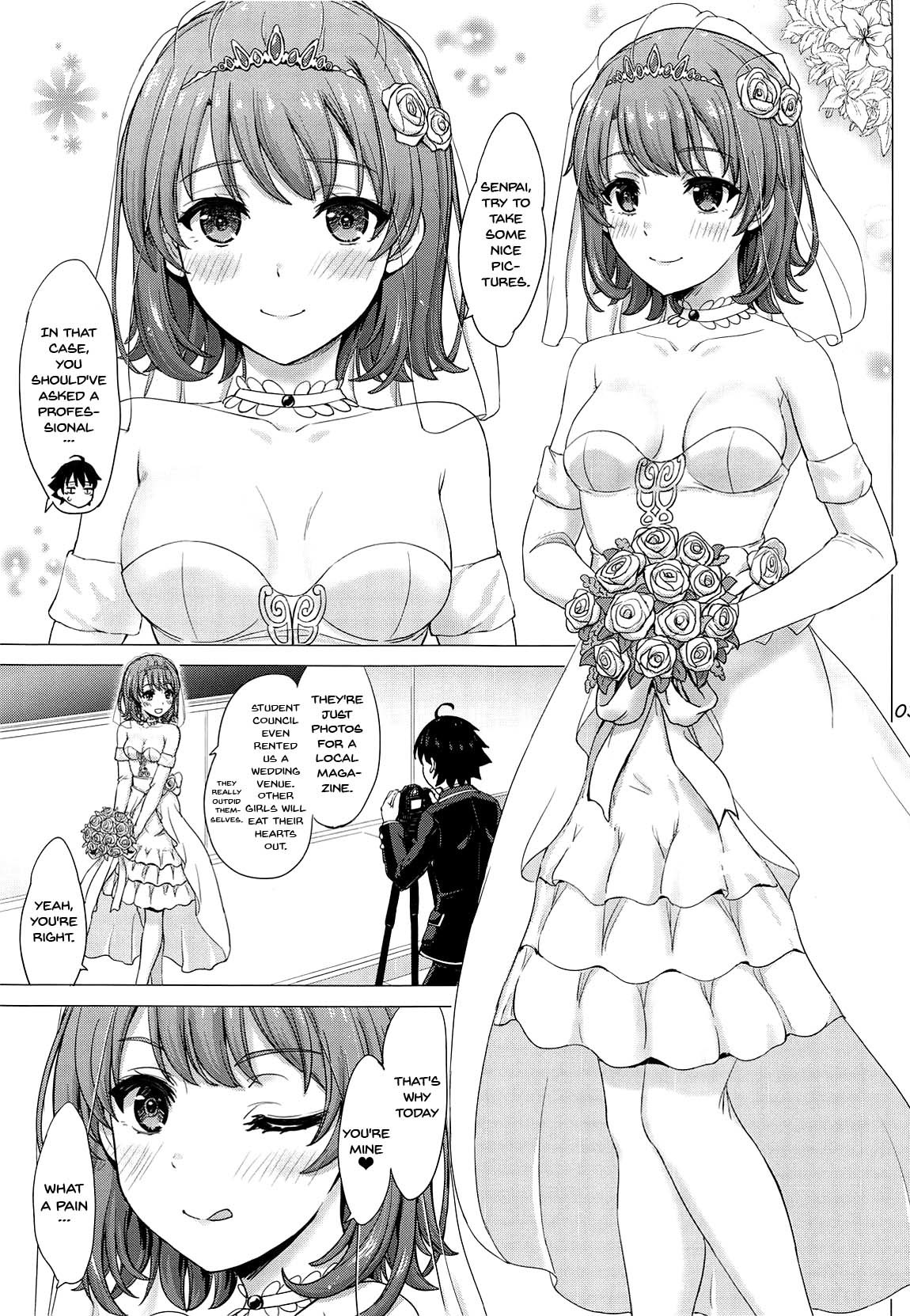 (COMIC1☆15) [studio A (Inanaki Shiki)] Wedding Irohasu! - Iroha's gonna marry you after today's scholl! (Yahari Ore no Seishun Love Come wa Machigatteiru.) [English] {Doujins.com} page 2 full