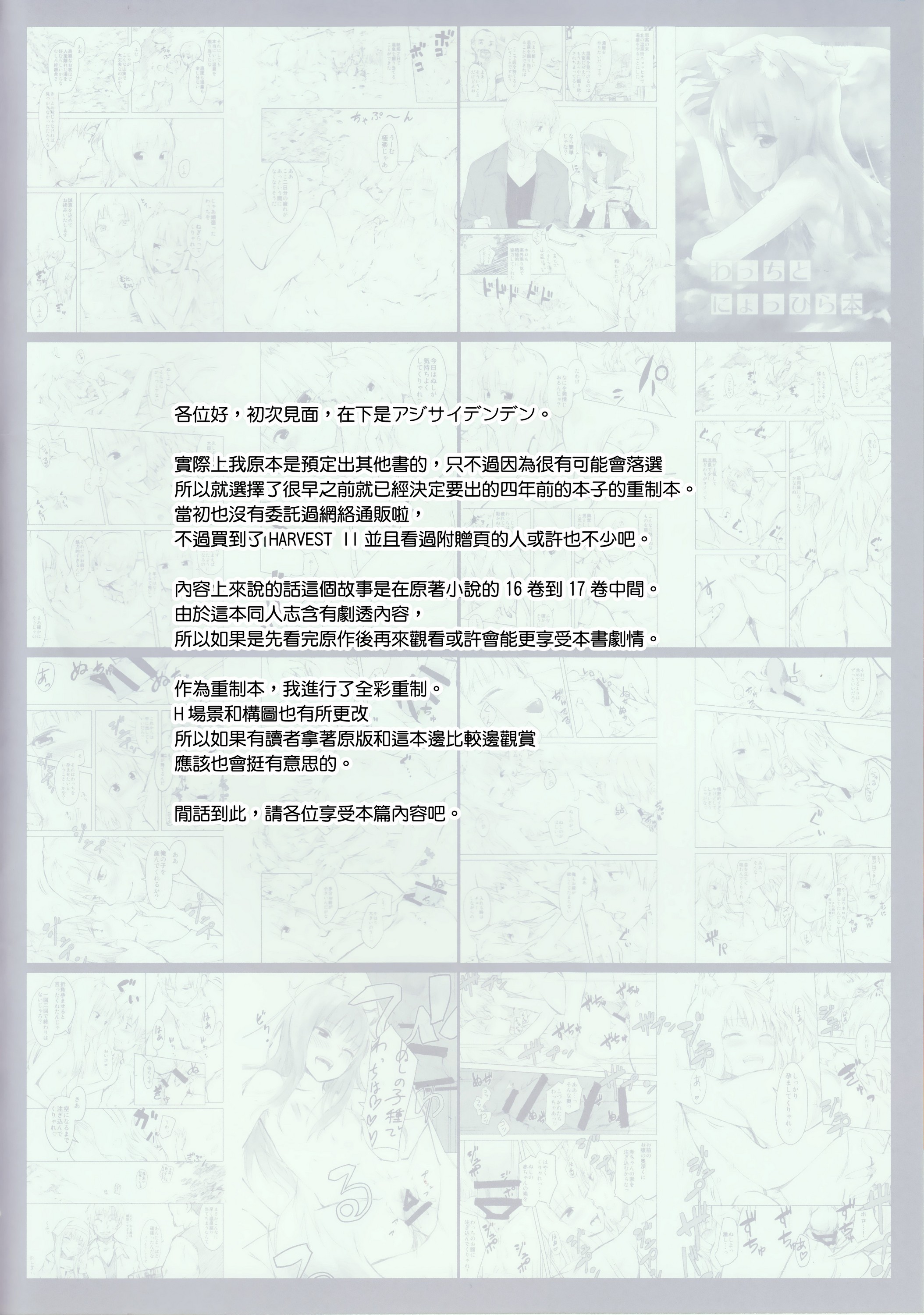 (C89) [Ajisaidenden (Kawakami Rokkaku, Takanashi Rei)] Wacchi to Nyohhira Bon FULL COLOR (Spice and Wolf) [Chinese] [无毒汉化组] [Decensored] page 6 full