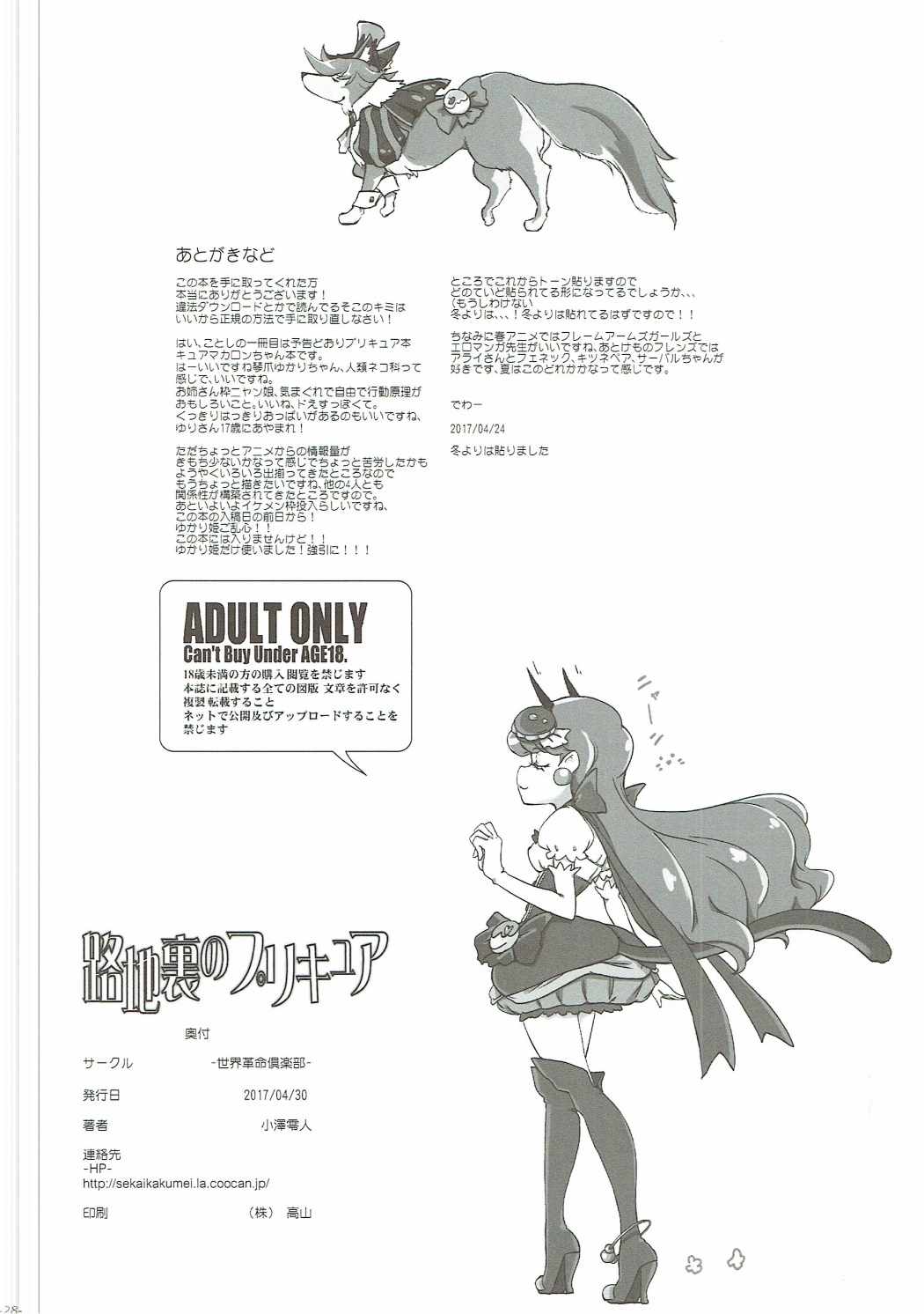 (COMIC1☆11) [Sekai Kakumei Club (Ozawa Reido)] Rojiura no PreCure (Kirakira PreCure a la Mode) page 29 full