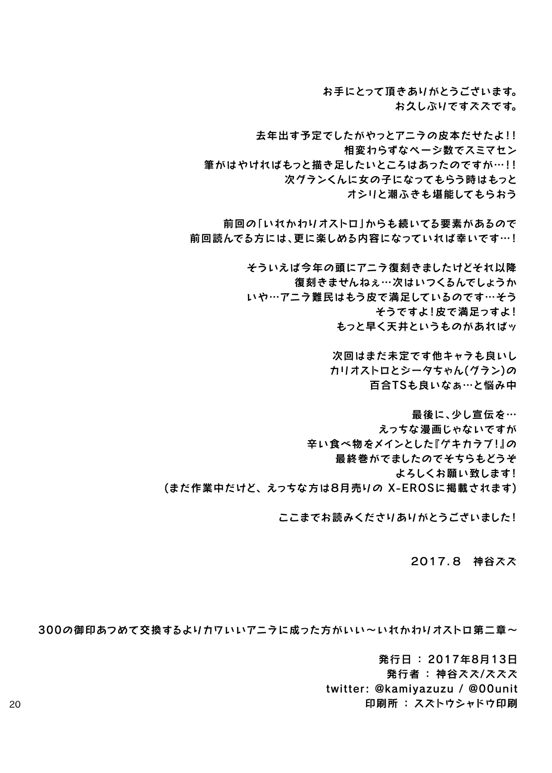 [ZUZUZU (Kamiya Zuzu, Hitomasu Modoru)] 300 no Oshirushi Atsumete Koukan suru yori Kawaii Anira ni Natta hou ga Ii (Granblue Fantasy) [Digital] page 21 full