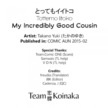 [Takano Yuki] Tottemo Iitoko | My Incredibly Good Cousin (COMIC AUN 2015-02) [English] [Team Koinaka] - page 27