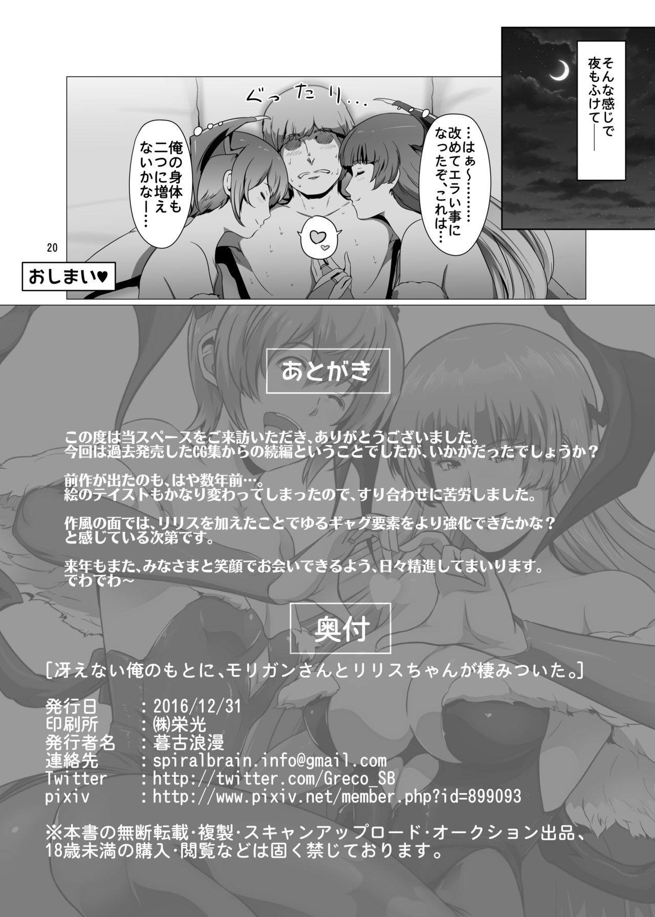 [Spiral Brain (Greco Roman)] Saenai Ore no Moto ni, Morrigan-san to Lilith-chan ga Sumitsuita. (Darkstalkers) [Digital] page 19 full