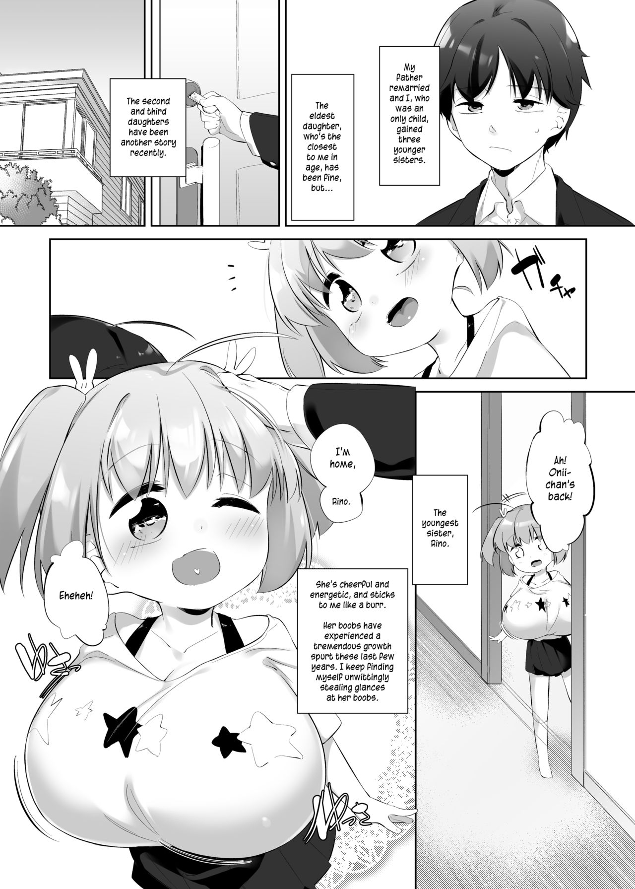 [P.D Crown (Pedocchi)] Imouto ni Hasamarete Shiawase Desho? | Between Sisters, Are You Happy? [English] [Digital] page 4 full